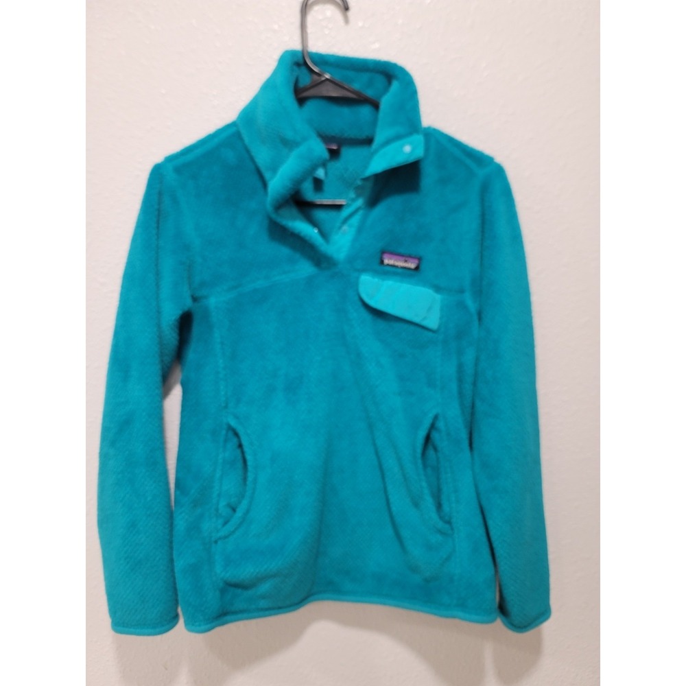 Patagonia pull over fleece bright Teal size XS long sleeve great condition